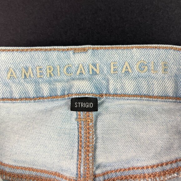 American Eagle Jean Women 32x31* Highest Rise Baggy Straight Blue Denim Tag 10 R - Picture 7 of 16